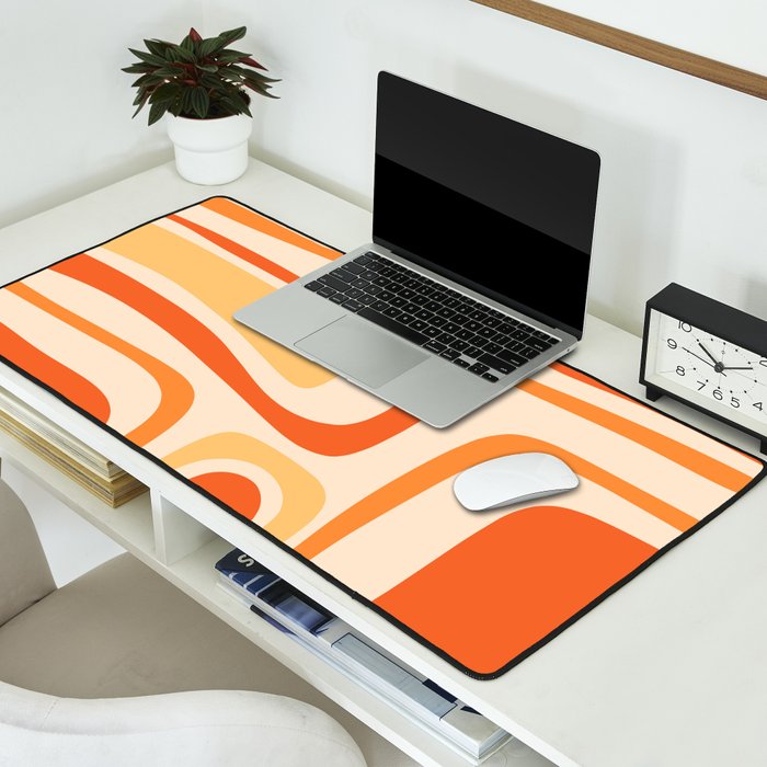 Palm Springs Midcentury Modern Abstract in Light Orange Tangerine Tones  Desk Mat Gallery Image 2