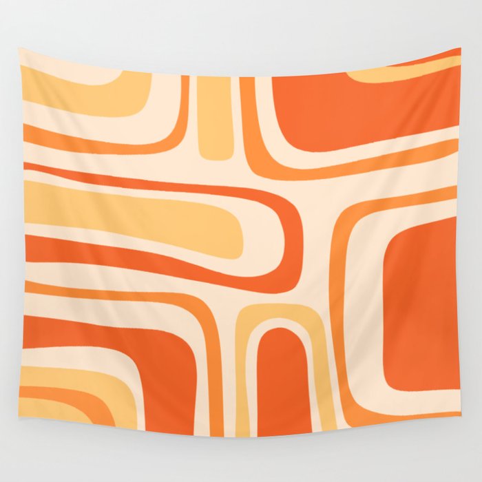 Palm Springs Midcentury Modern Abstract in Light Orange Tangerine Tones  Wall Tapestry Gallery Image 4
