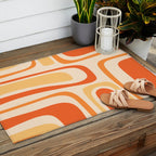 Palm Springs Midcentury Modern Abstract in Light Orange Tangerine Tones  Outdoor Rug Gallery Image 2
