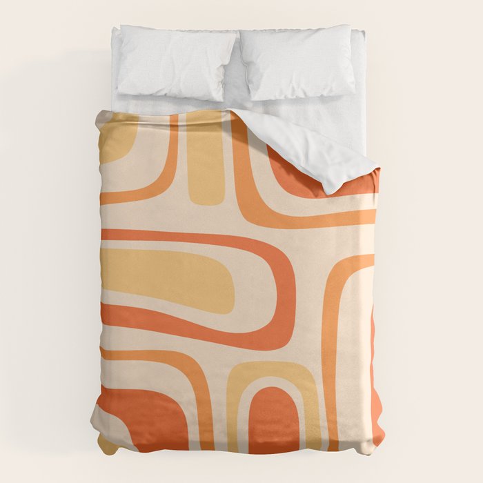 Palm Springs Midcentury Modern Abstract in Light Orange Tangerine Tones  Duvet Cover Gallery Image 1