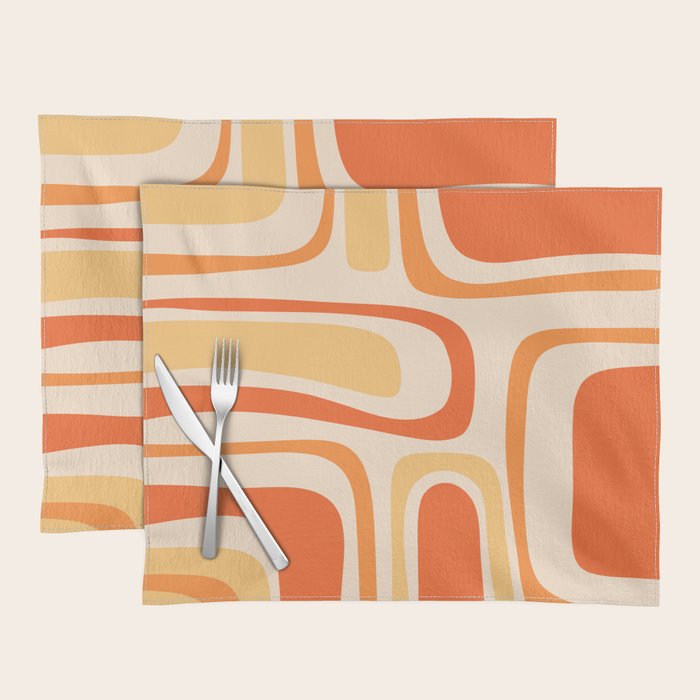 Palm Springs Midcentury Modern Abstract in Light Orange Tangerine Tones  Placemat Gallery Image 1
