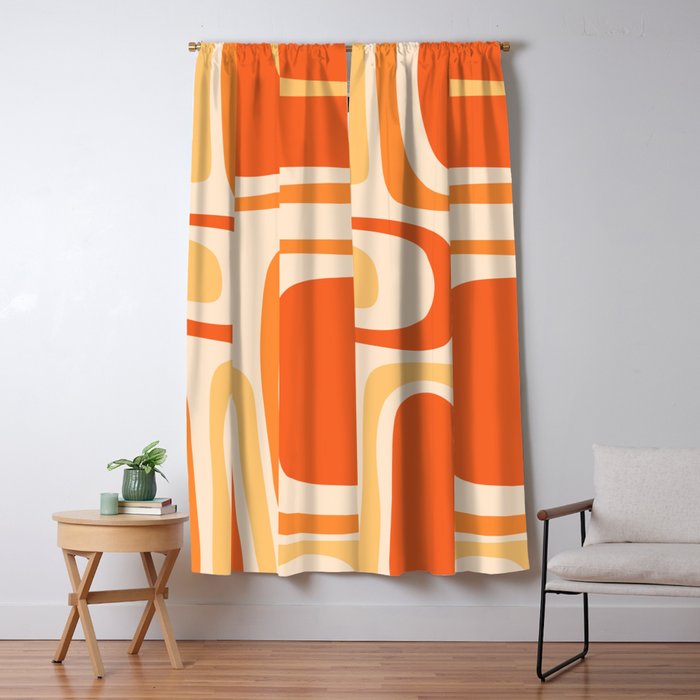 Palm Springs Midcentury Modern Abstract in Light Orange Tangerine Tones  Window Curtain Gallery Image 1