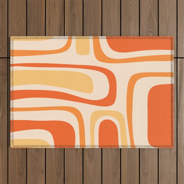 Palm Springs Midcentury Modern Abstract in Light Orange Tangerine Tones  Outdoor Rug Gallery Image 1