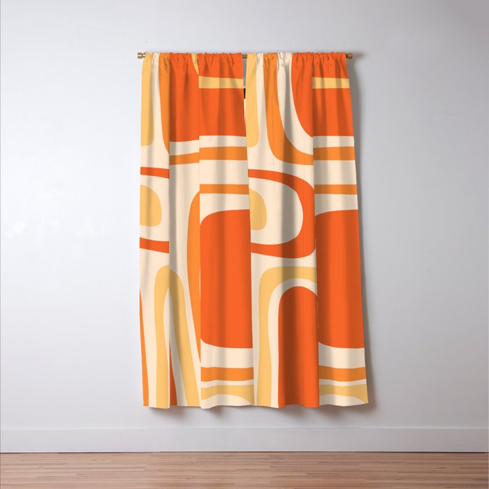 Palm Springs Midcentury Modern Abstract in Light Orange Tangerine Tones  Window Curtain Gallery Image 3