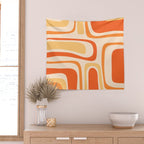 Palm Springs Midcentury Modern Abstract in Light Orange Tangerine Tones  Wall Tapestry Gallery Image 2