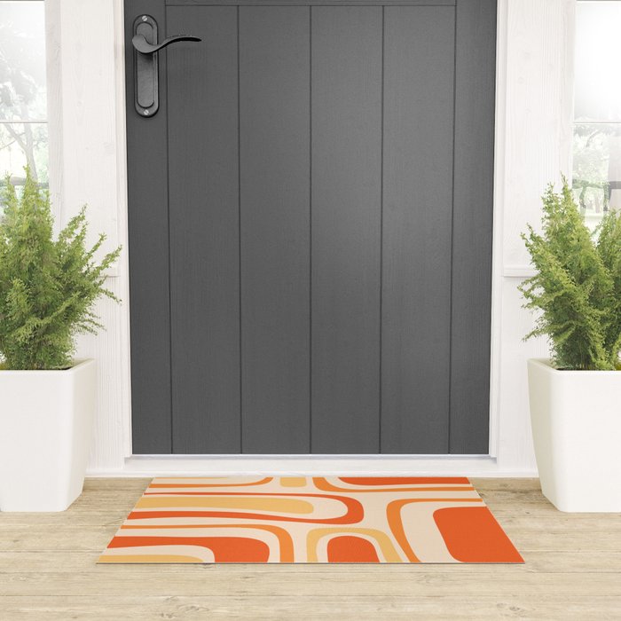 Palm Springs Midcentury Modern Abstract in Light Orange Tangerine Tones  Welcome Mat Gallery Image 3