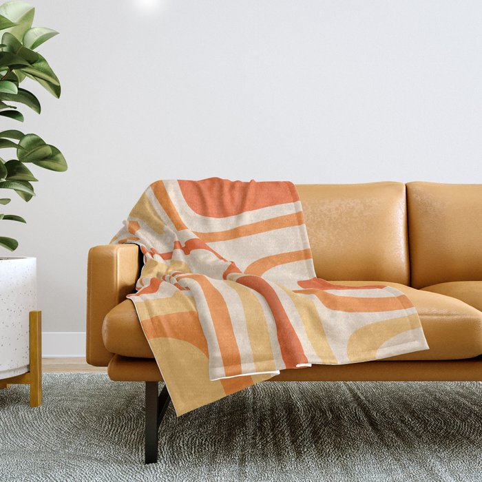 Palm Springs Midcentury Modern Abstract in Light Orange Tangerine Tones  Throw Blanket Gallery Image 1