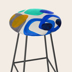 Mid Century Modern Abstract Minimalist Fun Colorful Shapes Marine Green Retro Vintage Fun Shapes Stool Gallery Image 2