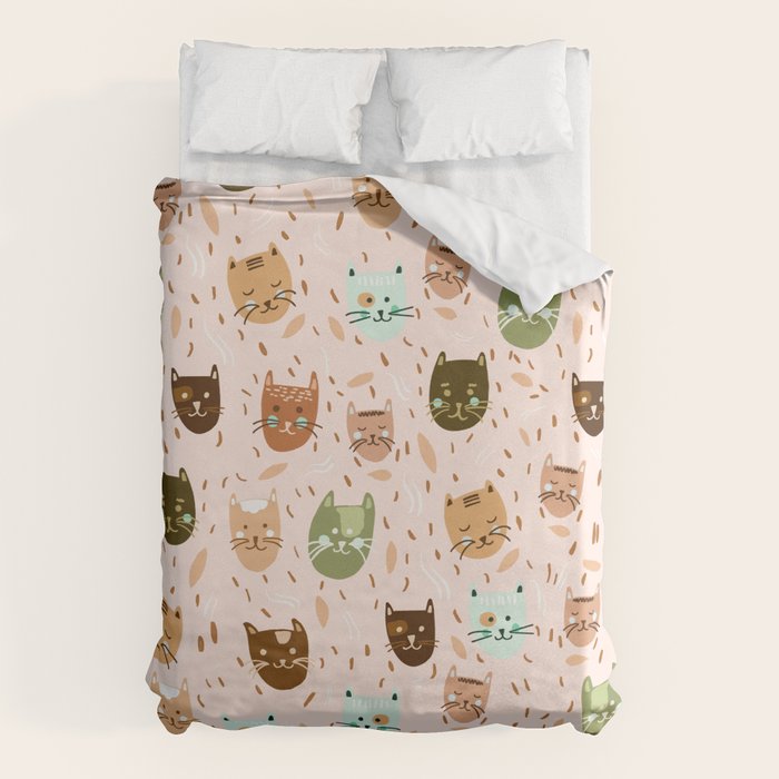 Cats pattern retro Duvet Cover Gallery Image 1