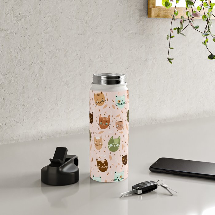 Cats pattern retro Water Bottle Gallery Image 4