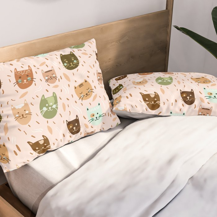 Cats pattern retro Pillow Sham Gallery Image 2