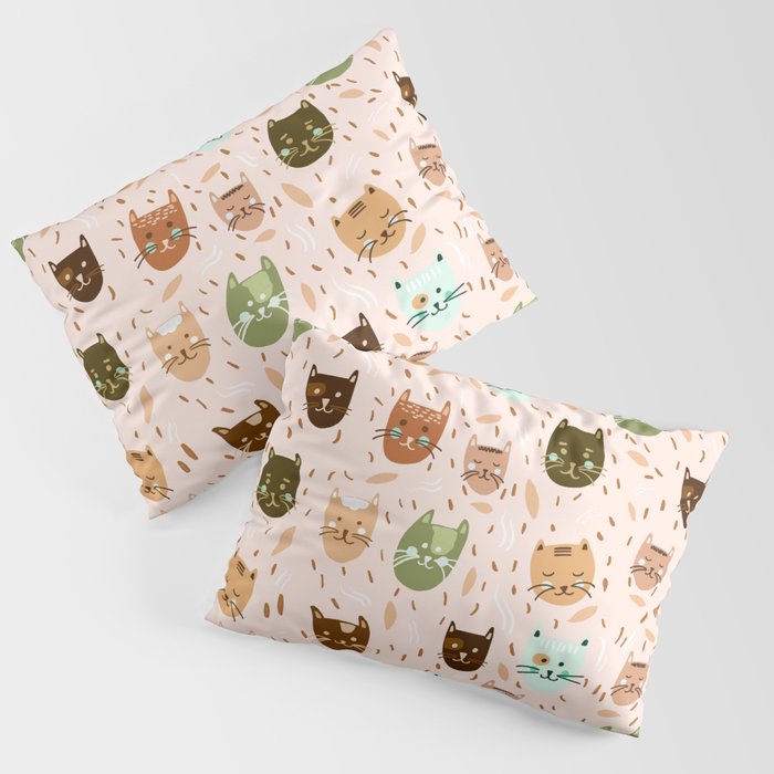 Cats pattern retro Pillow Sham Gallery Image 1