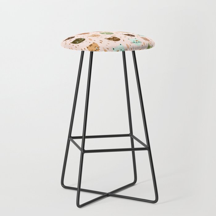 Cats pattern retro Stool Gallery Image 1
