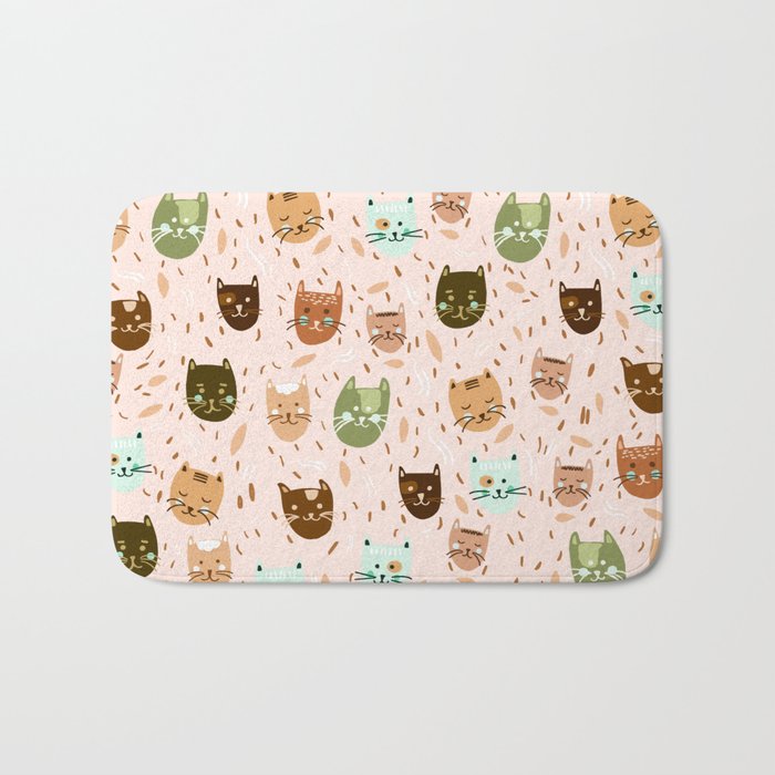 Cats pattern retro Bath Mat Gallery Image 1