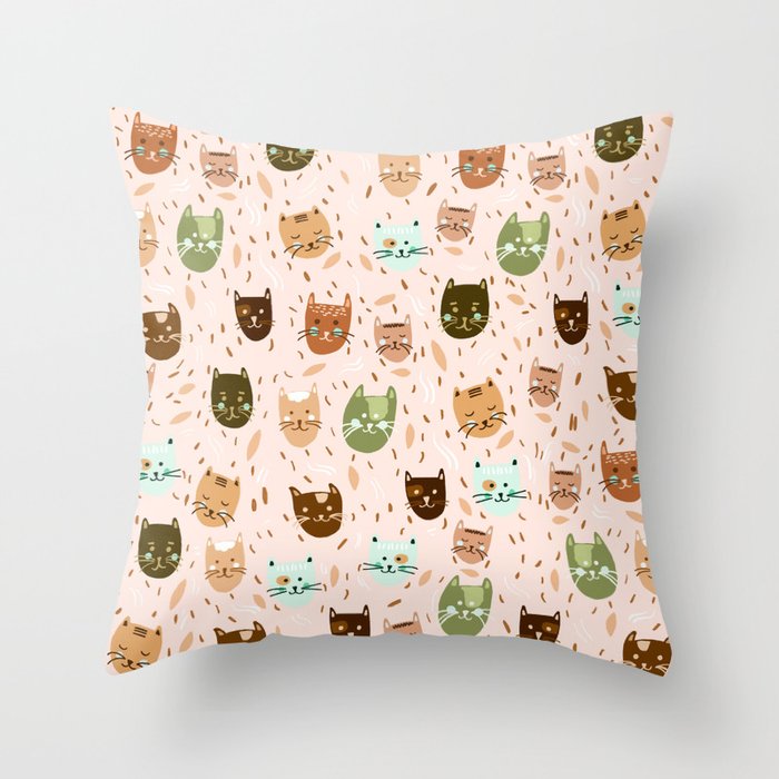 Cats pattern retro Throw Pillow Gallery Image 6