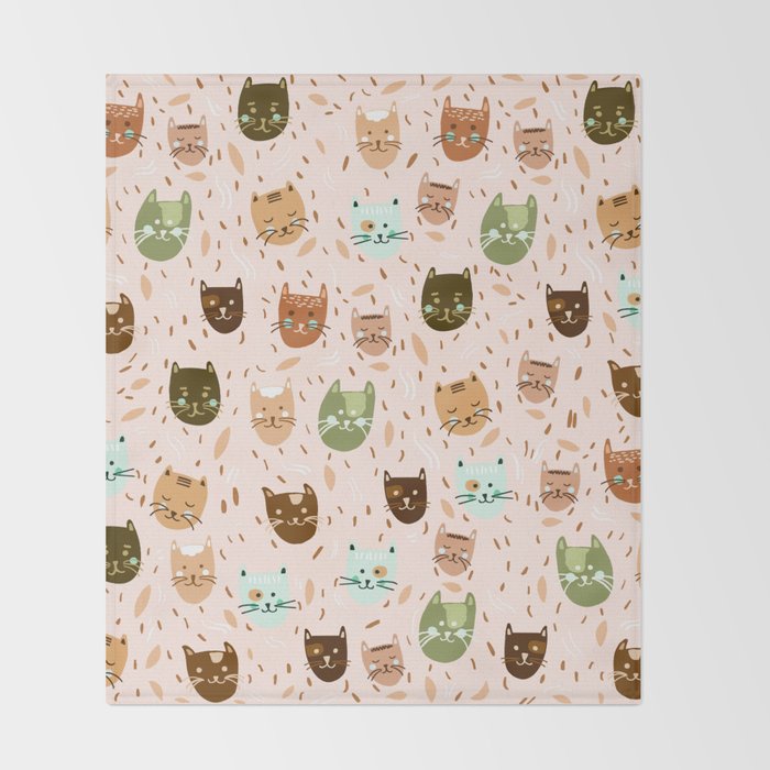 Cats pattern retro Throw Blanket Gallery Image 2