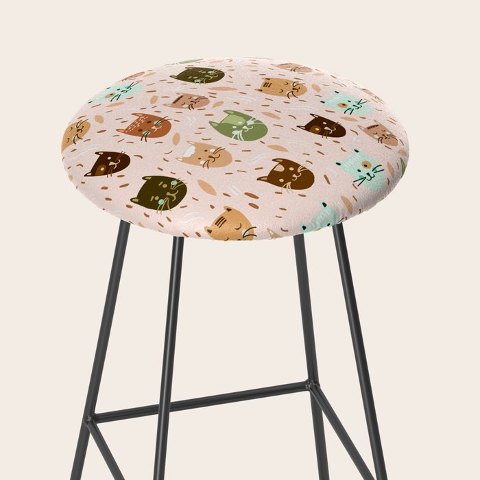 Cats pattern retro Stool Gallery Image 2