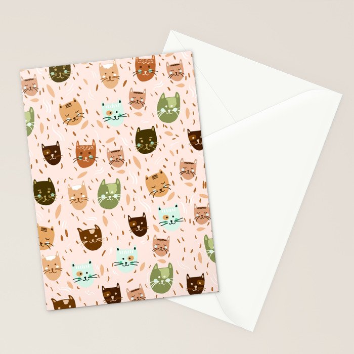 Cats pattern retro Stationery Card Gallery Image 2