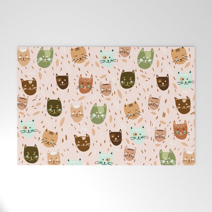 Cats pattern retro Welcome Mat Gallery Image 1