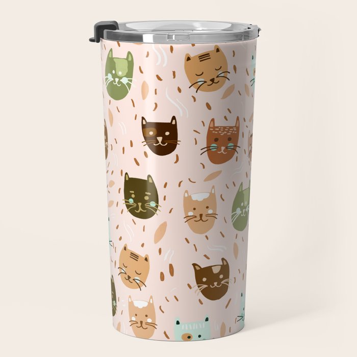 Cats pattern retro Travel Mug Gallery Image 3