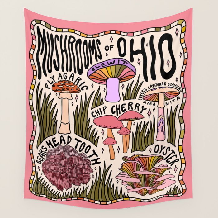 Mushrooms of Ohio Wall Tapestry Gallery Image 1