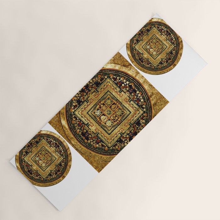 Gold Buddhist Psychedelic Mandala Yoga Mat Gallery Image 1