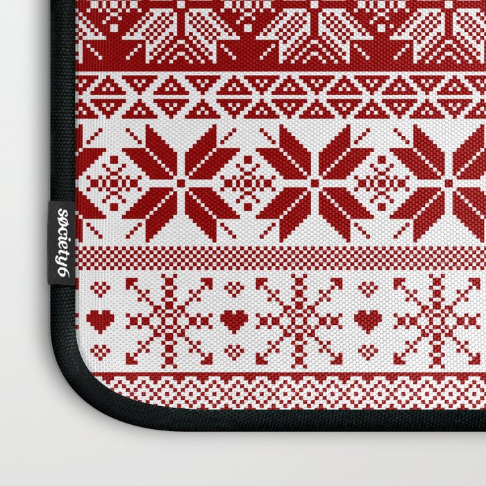Red Winter Fair Isle Pattern Laptop Sleeve Gallery Image 3