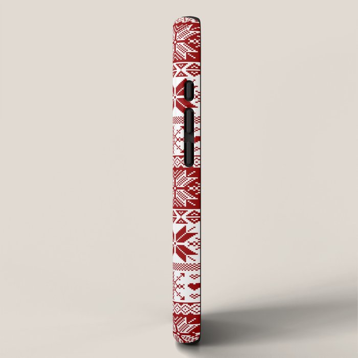 Red Winter Fair Isle Pattern iPhone Case Gallery Image 2