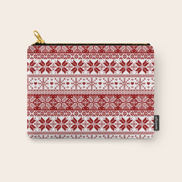 Red Winter Fair Isle Pattern Carry All Pouch Gallery Image 1