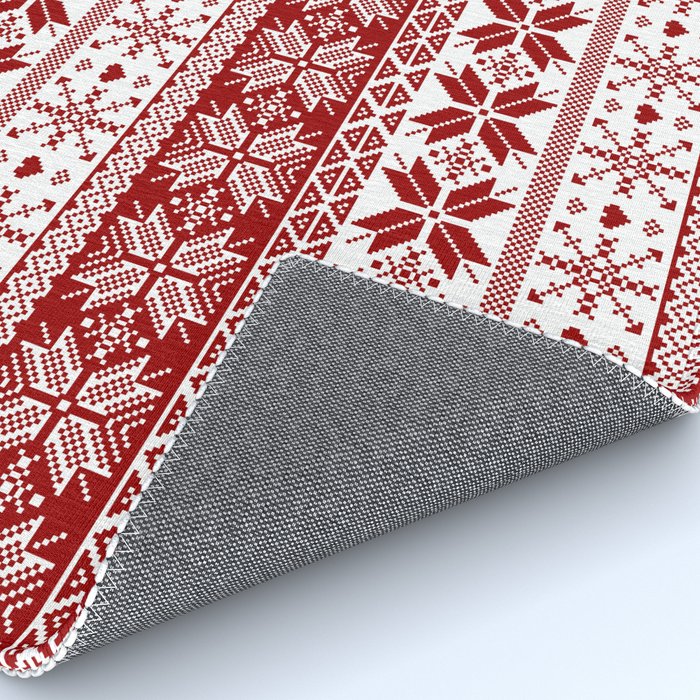 Red Winter Fair Isle Pattern Rug Gallery Image 4