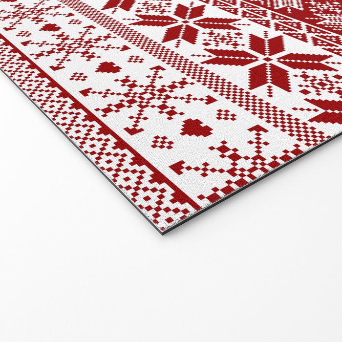 Red Winter Fair Isle Pattern Welcome Mat Gallery Image 2