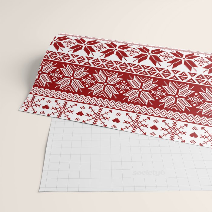Red Winter Fair Isle Pattern Wrapping Paper Gallery Image 2
