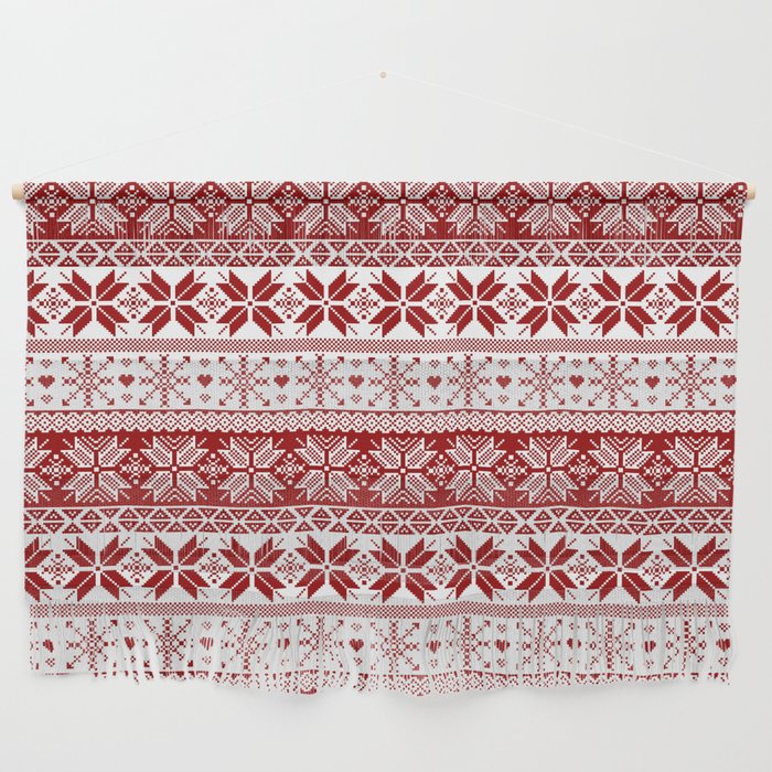 Red Winter Fair Isle Pattern Wall Hanging Gallery Image 1