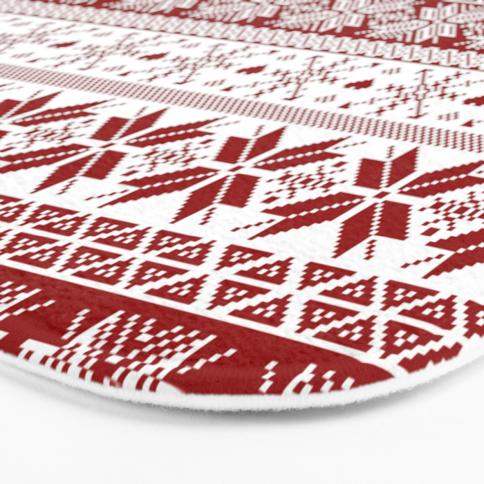 Red Winter Fair Isle Pattern Bath Mat Gallery Image 3