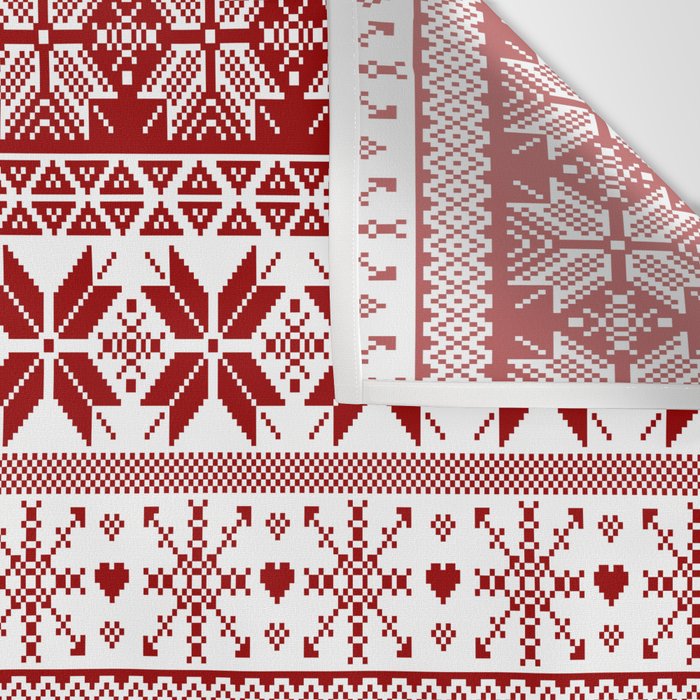 Red Winter Fair Isle Pattern Wall Tapestry Gallery Image 3