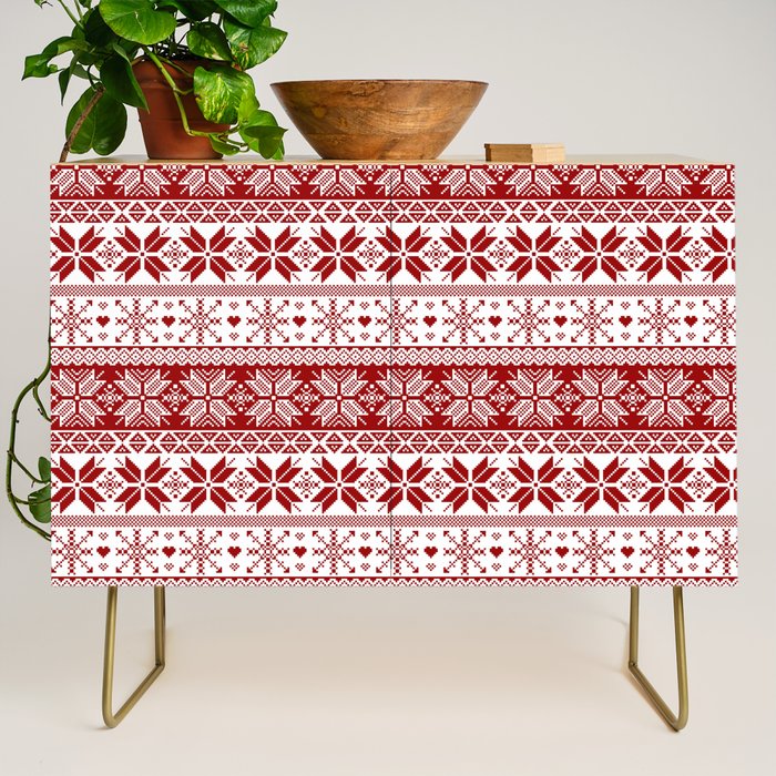 Red Winter Fair Isle Pattern Credenza Gallery Image 1