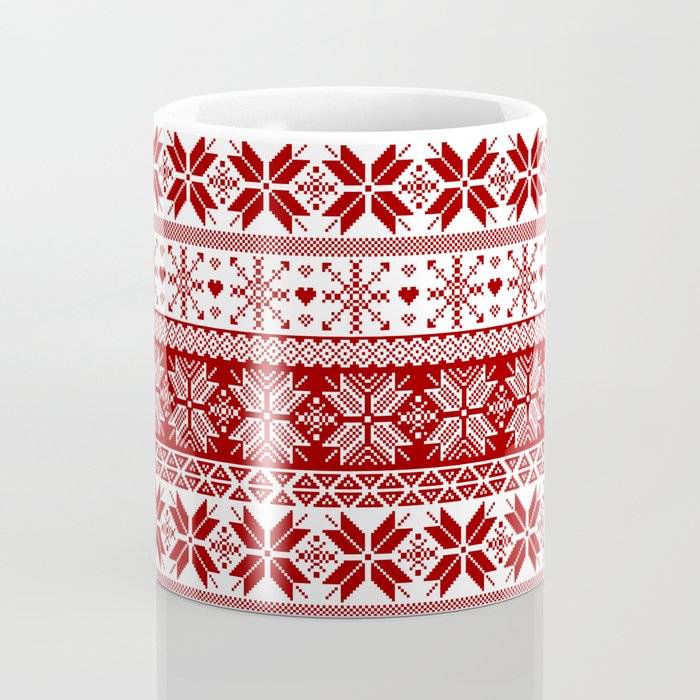 Red Winter Fair Isle Pattern Coffee Mug Gallery Image 4