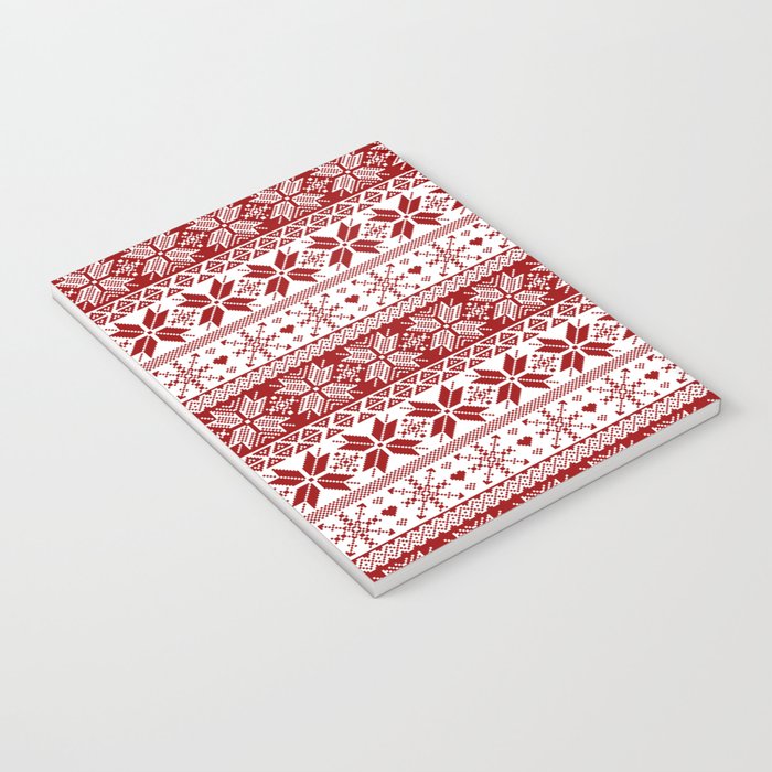Red Winter Fair Isle Pattern Notebook Gallery Image 3