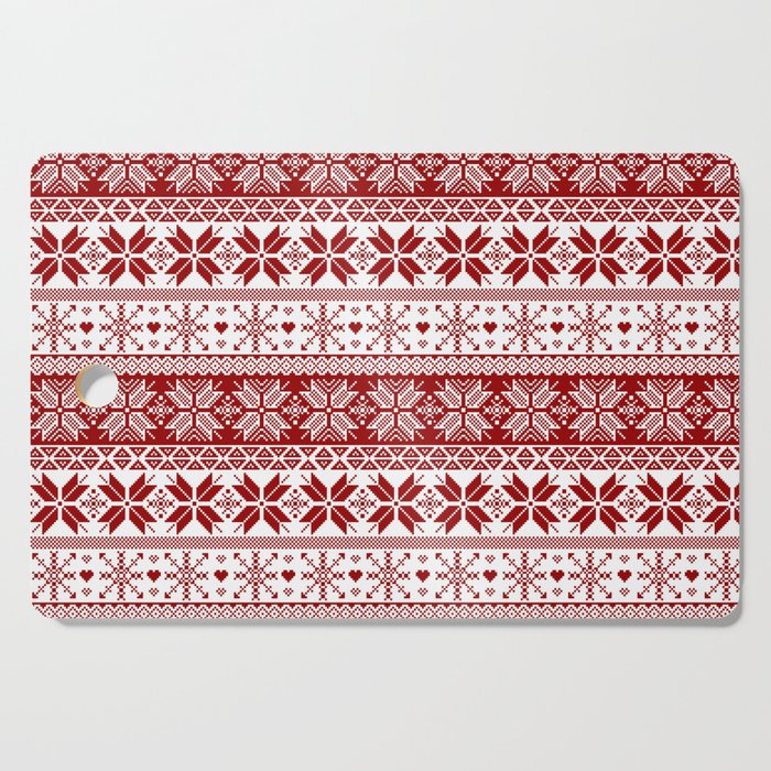 Red Winter Fair Isle Pattern Cutting Board Gallery Image 1