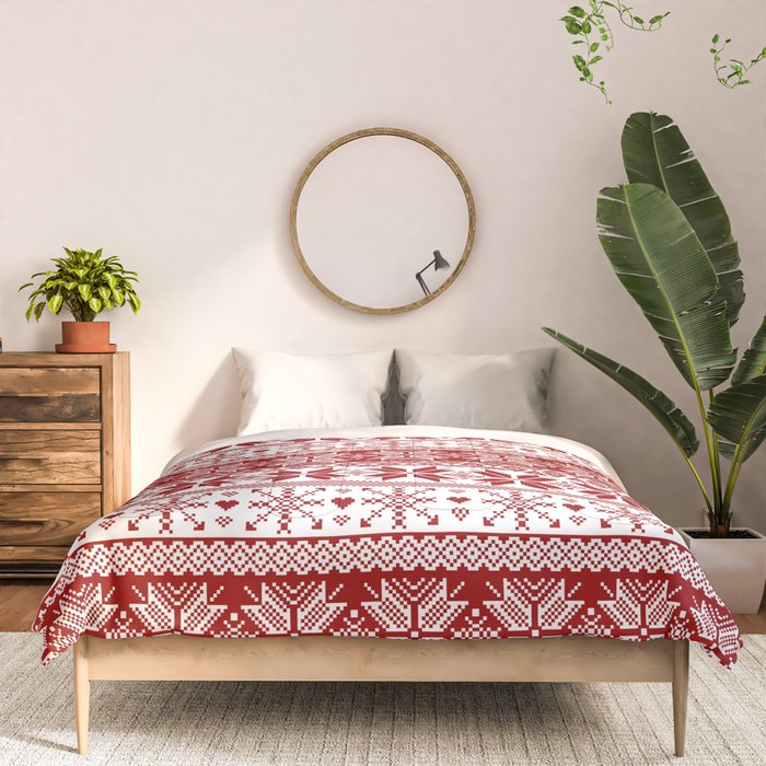 Red Winter Fair Isle Pattern Comforter Gallery Image 3