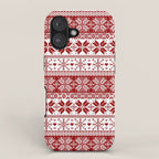 Red Winter Fair Isle Pattern iPhone Case Gallery Image 1