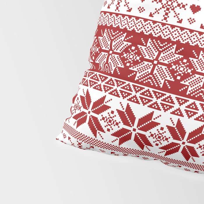 Red Winter Fair Isle Pattern Pillow Sham Gallery Image 4