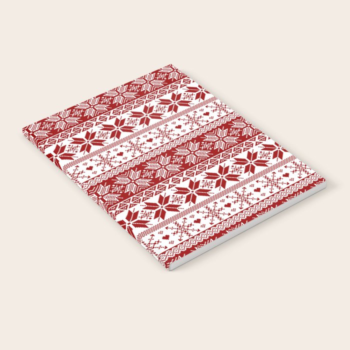Red Winter Fair Isle Pattern Notebook Gallery Image 2