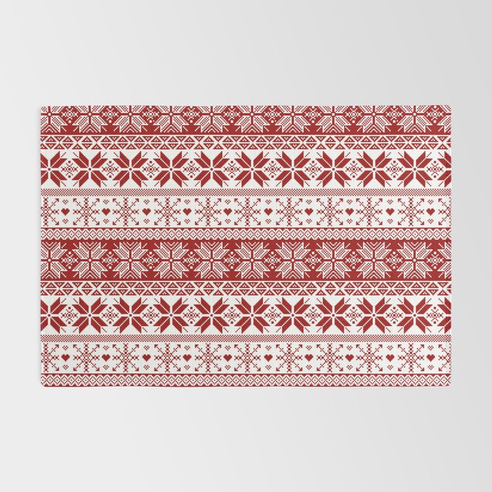 Red Winter Fair Isle Pattern Rug Gallery Image 2