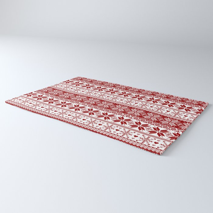 Red Winter Fair Isle Pattern Rug Gallery Image 3