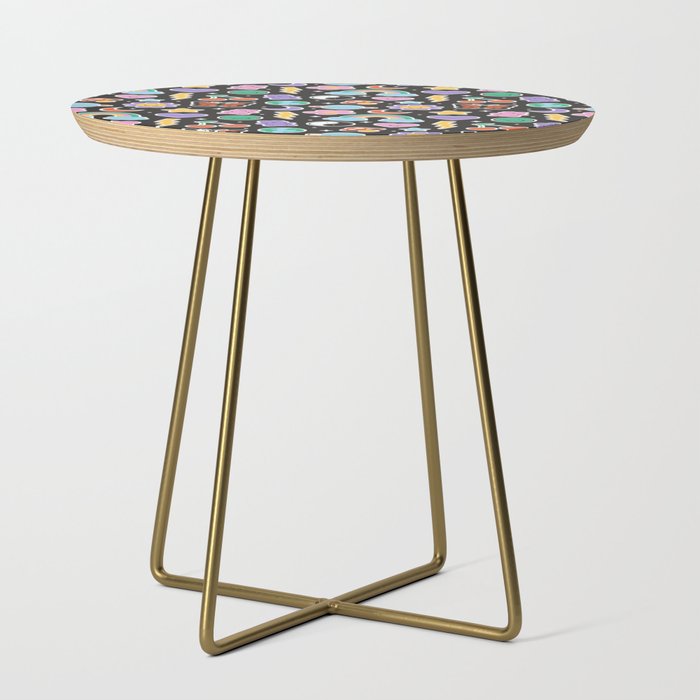 Fun retro cartoon doodle sticker pattern Side Table Gallery Image 1
