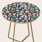 Fun retro cartoon doodle sticker pattern Side Table Gallery Image 2