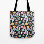Fun retro cartoon doodle sticker pattern Tote Bag Gallery Image 1