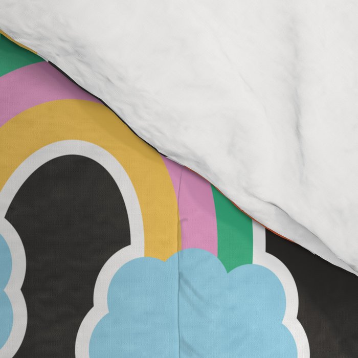 Fun retro cartoon doodle sticker pattern Comforter Gallery Image 4