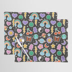 Fun retro cartoon doodle sticker pattern Placemat Gallery Image 1